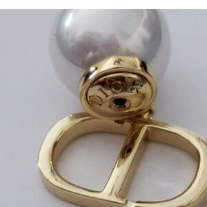 Dior Gold and White Dangle Earrings